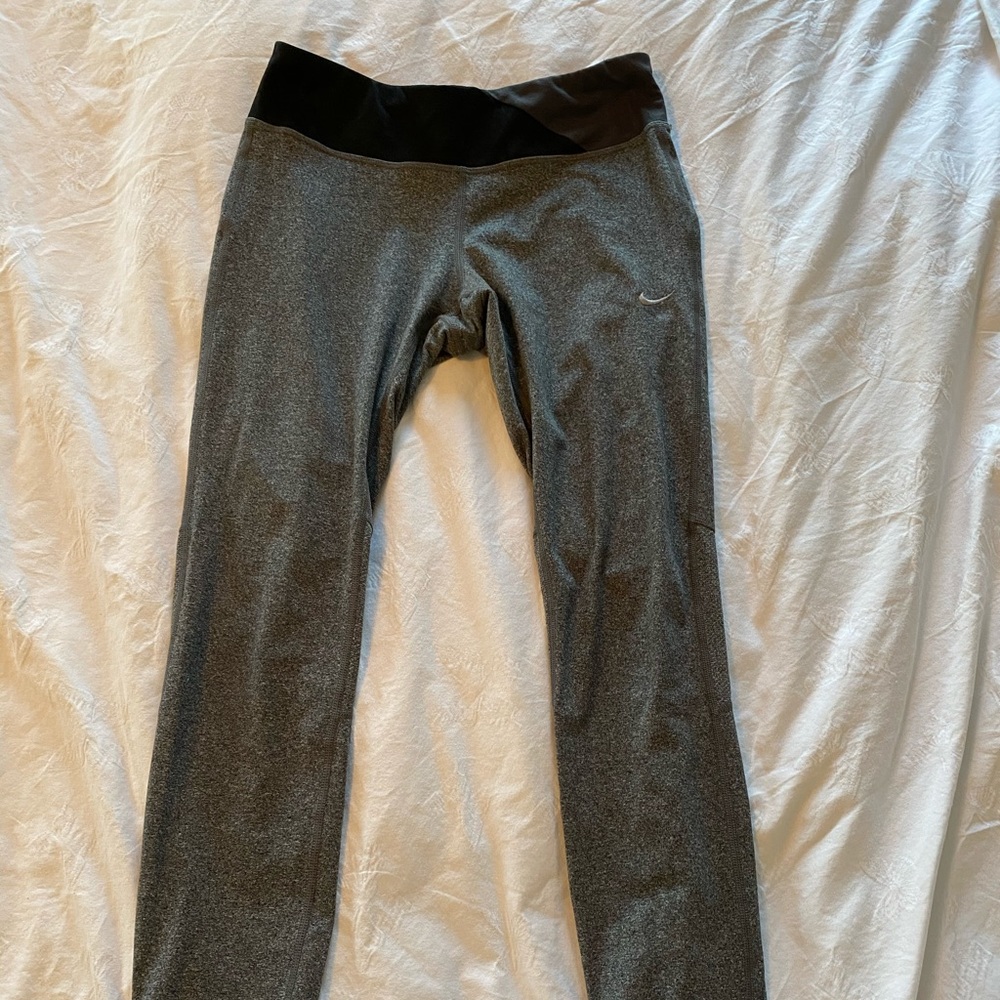 Grey Nike leggings with black waistband